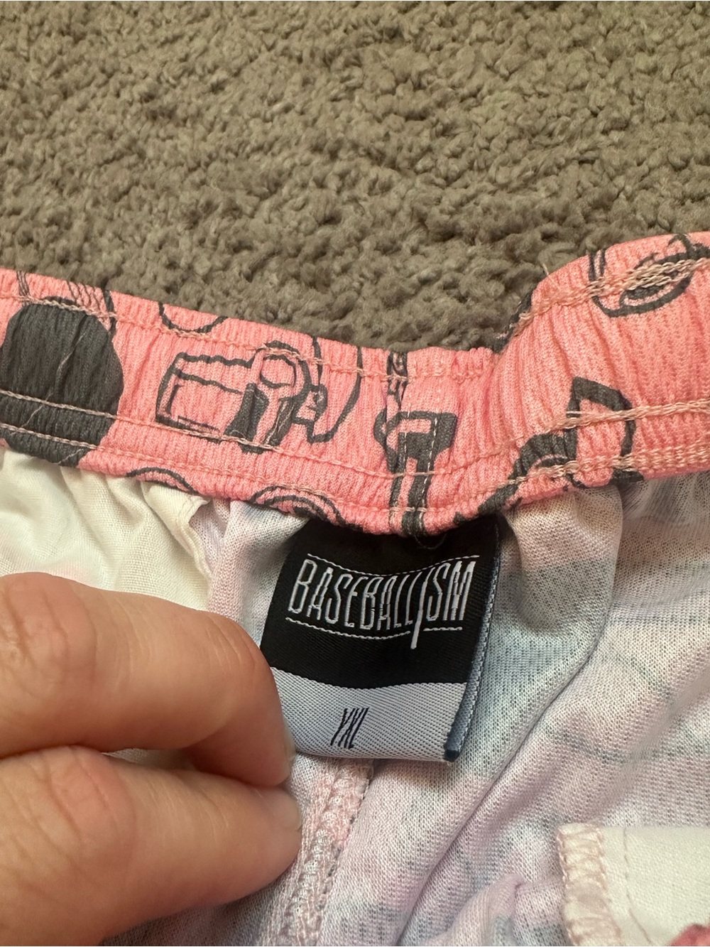 Baseballism YXL Pink Graphic Shorts with Black Drawstring - Picture 5 of 7